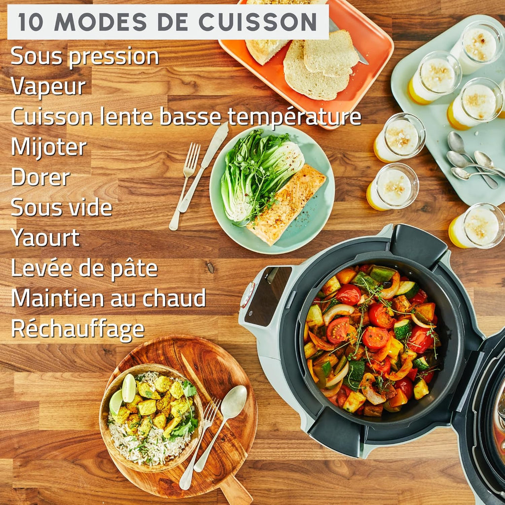 Moulinex Cookeo Wifi 10 en 1, multicocina inteligente de alta presión, 10 modos de cocción, rápida, sin supervisión, guía de cocción paso a paso, 6 L, CE96G310