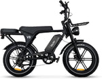 Bicicleta eléctrica OUXI de 250W, Fatbike de 20" x 4.0, frenos de disco hidráulicos, desbloqueo NFC, 60Nm de par, portaequipajes delantero y trasero