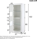 Vitrina Merax, vitrina de cristal, armario con iluminación LED, armario alto en blanco brillante con 2 estantes de cristal ajustables, vitrina para colecciones, estantería para salón, dormitorio, oficina, 161 cm