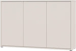 Cómoda Forte Alice Springs 150 155, aparador grande con 3 puertas de armario, pasillo, salón, dormitorio, madera de ingeniería, beige cachemira, 154,2 cm de ancho x 99,1 cm de alto x 34,9 cm de profundidad