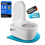 Inodoro con bidet suspendido SSWW sin reborde, 52 cm, boquilla de acero inoxidable, asiento de duroplast con cierre suave, revestimiento nano, agua fría y caliente