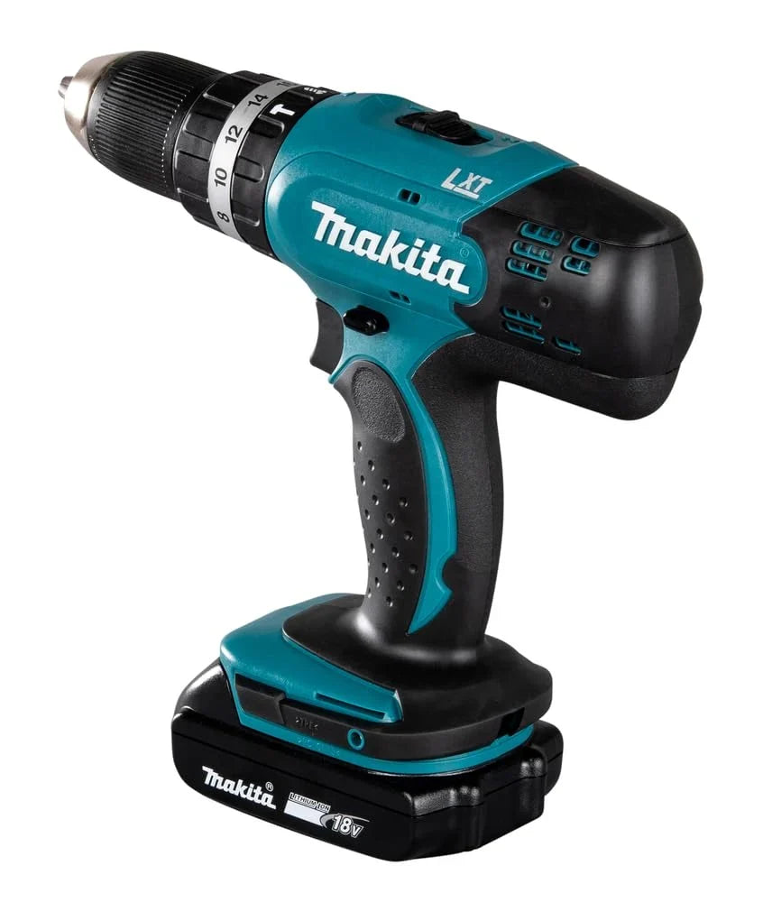 Makita DHP453RFX2 Akku Schlagbohrschrauber 18 V 3000 mAh im Alukoffer mit 96teiligem Zubehörset Blau Silber