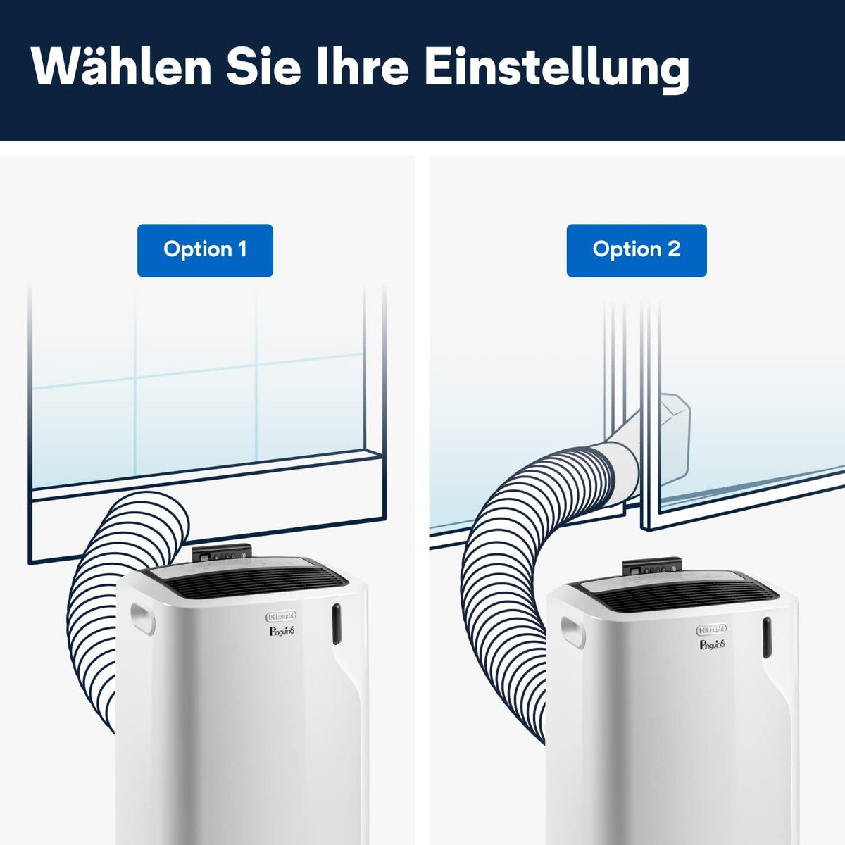De'Longhi Pinguino - Mobiles Klimagerät, für Räume bis 29 m², mit Luftentfeuchter & Ventilator, 9800 BTU, Leiser Betrieb, Fernbedienung, 24h-Timer, Energieeffizienzklasse A (PACEM90)