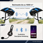 @tec BuddyChat Duo, intercomunicador para auriculares, set de 2 unidades, sistema de intercomunicación Bluetooth 3.0, alcance de hasta 1 km, cancelación de ruido DSP, resistente al agua y al polvo