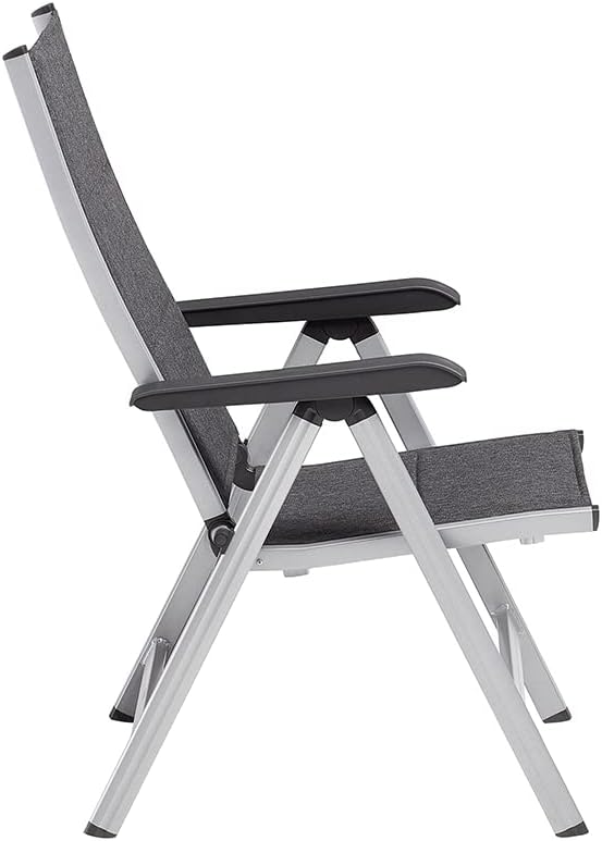 KETTLER BasicPlus Padded Klappstuhl, Silber/anthrazit, Alu/Textilene, 0301201-9000, verstellbare Rückenlehne