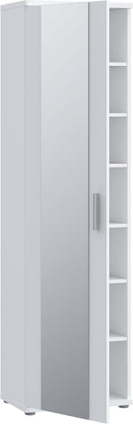 Zapatero Forte NET106 blanco 50, mueble de recibidor estrecho con 6 estantes y frente de espejo, pasillo, recibidor, madera, blanco, 50,2 cm de ancho x 179,1 cm de alto x 34,8 cm de profundidad