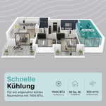 Aire acondicionado portátil SereneLife 7000 BTU, unidad 3 en 1 con manguera de escape, refrigeración, deshumidificación y ventilación, incluye kit para ventana, para habitaciones de hasta 35 m², temporizador de 24 h, silencioso 54 dB