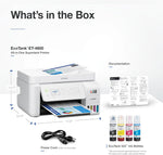 Impresora multifunción inalámbrica Epson EcoTank ET-4800 sin cartuchos con escáner, copiadora, fax, ADF y Ethernet – Ideal para su oficina en casa, color blanco