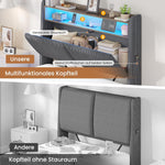 AOGLLATI Cama 90x200 con almacenamiento hidráulico, cama juvenil 90x200 con iluminación LED y estación de carga, cama tapizada individual, cama infantil con cabecero con almacenamiento, sin colchón (gris oscuro, 90x200 cm)