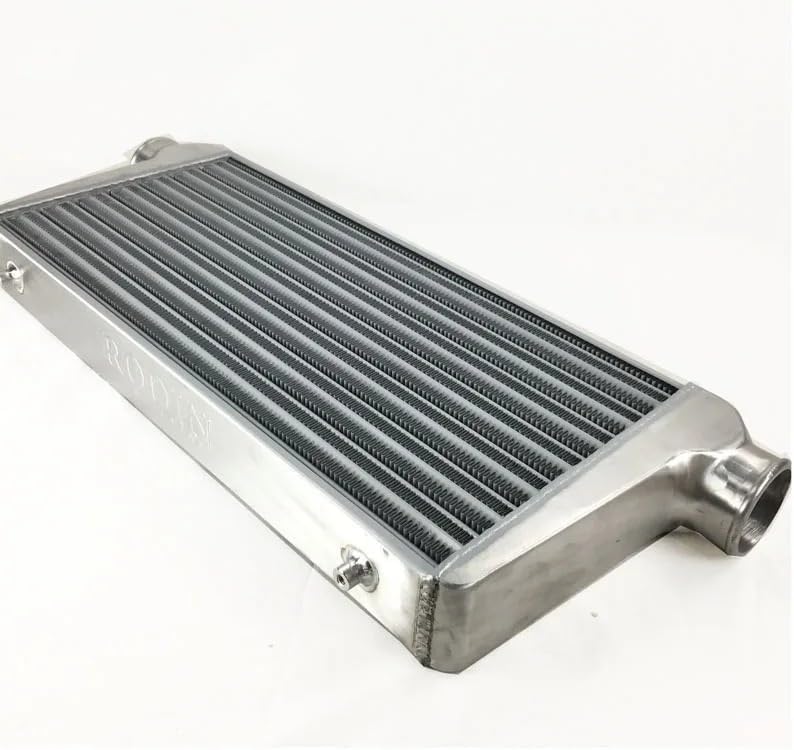 Intercooler de barra y placa 600 x 300 x 76 mm, diámetro exterior 76 mm, montaje frontal universal, tubo de admisión