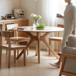 YESWOOD Massivholz Esstisch aus Eiche, runder Tisch 120 cm, 0 Furnier, moderner Küchentisch, runder Esszimmertisch, stabil, Dining Tables für 4-6 Personen, 120x120x74,8 cm, Naturfarbe
