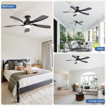 Ventilador de techo inteligente Sofucor con iluminación, ventilador de techo de 132 cm con luz, Alexa/APP, control remoto, 3 temperaturas de color, temporizador, 6 velocidades, motor CC silencioso para dormitorio y salón