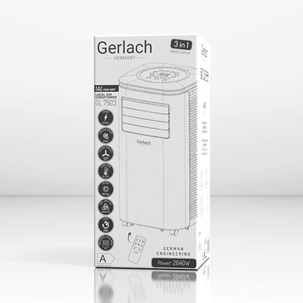 Acondicionador de aire Gerlach GL 7923, 9000 BTU, climatizador 3 en 1, ventilador, aire acondicionado, deshumidificador, enfriador de aire, pantalla LED, área de enfriamiento de hasta 25 m²