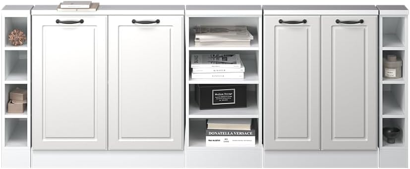 Vicco Dachschrägenschrank-Set Rion, Weiß Landhaus/Weiß, 5er Set, geeignet für die platzsparende Aufbewahrung unter Dachschrägen