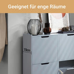 SoBuy Zapatero estrecho con 4 puertas abatibles, mueble zapatero alto y compacto, armario para zapatos con 4 estantes, organizador cerrado para recibidor, pasillo y vestíbulo, 100x91x19cm, Gris claro FSR100-HG
