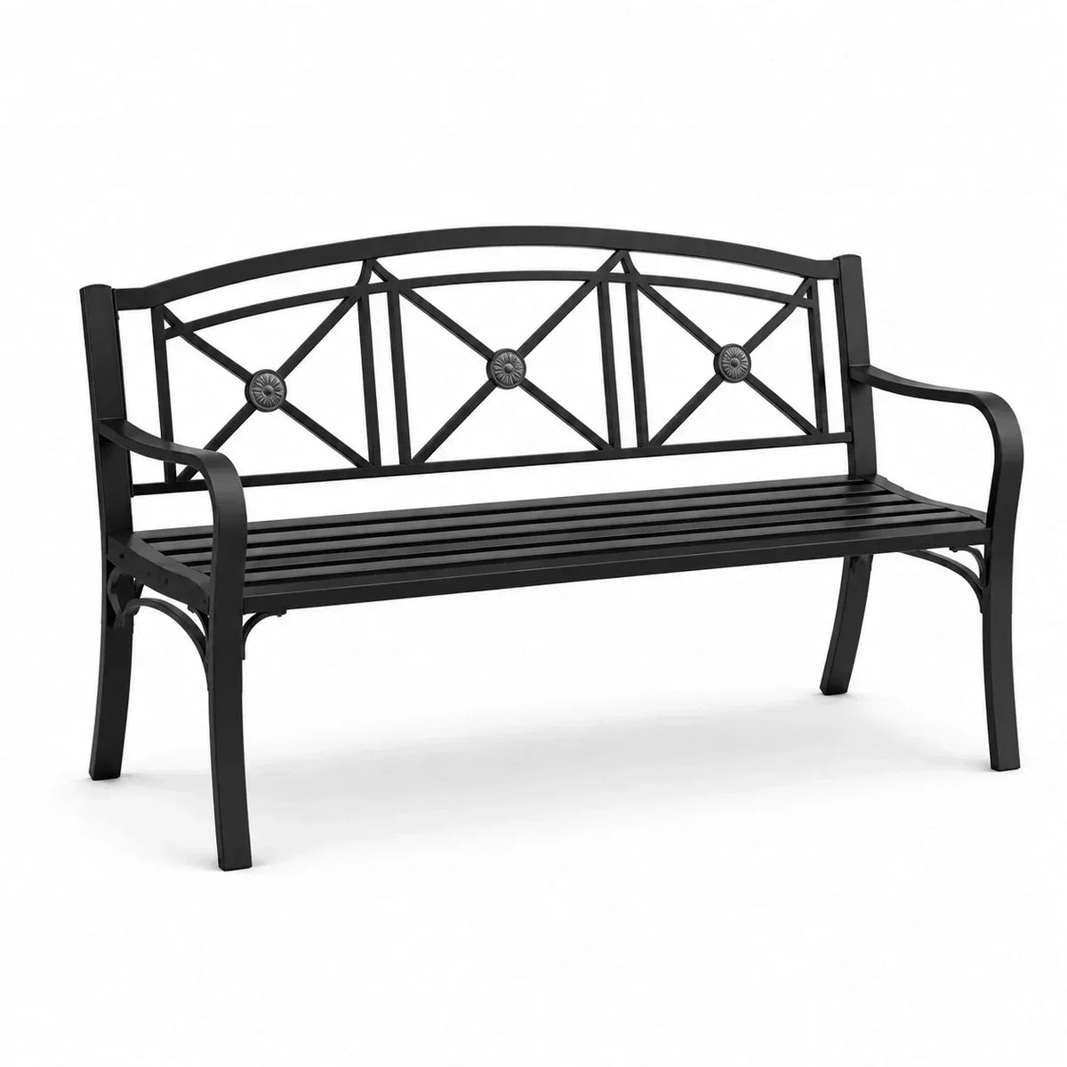 Banco de jardín de metal negro 128 cm