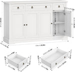 FirFurd Sideboard Küchenschrank mit Arbeitsplatte Buffetschrank Sideboard für Küche Wohnzimmer Wohnzimmerschrank mit 3 Schubladen und 4Türen Küchenbuffet mit Verstellbares Regal 134x87x40 cm weiß