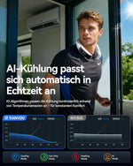 RANVOO AICE LITE MAX 2026 KI Nacken Klimaanlage [#1 Kühlster & Langlebigster] Arktischer Wind, Immenser Nackenlüfter 6000mAh Akku, Tragbarer Ventilator bläst kalte Luft, Sommer Geschenk Frostsilber