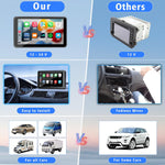 flysclean Pantalla portátil inalámbrica más reciente para Apple CarPlay y Android Auto para coche, estéreo de coche con pantalla táctil HD de 7 pulgadas con Mirror Link, Bluetooth 5.2, cámara de visión trasera, AUX, transmisor FM para todos los vehículos
