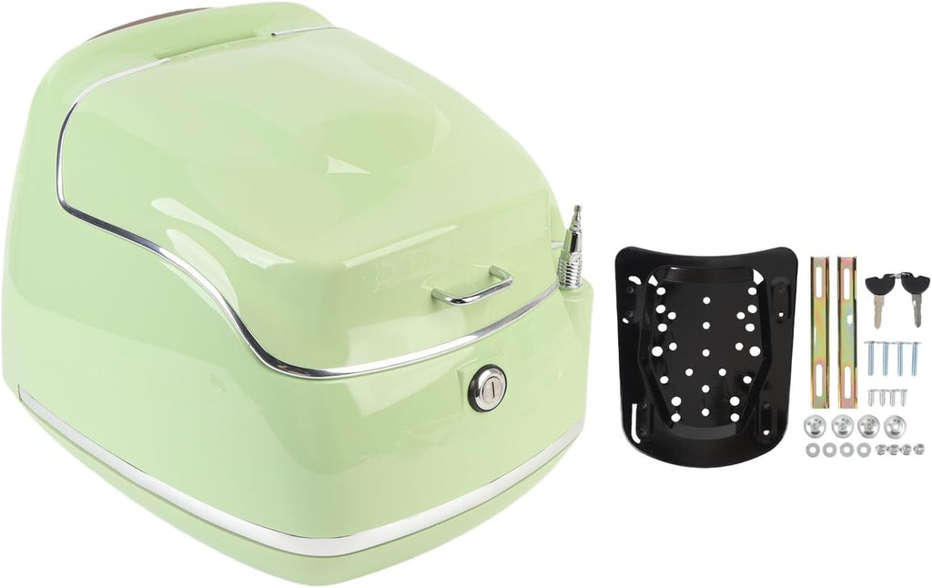 Juqrelith Top Case para Moto 38L, Impermeable, Compatible Universal, Negro - Baúl de Almacenamiento con Cierre de Llave, Protección Estanca para Casco y Guantes (Verde)