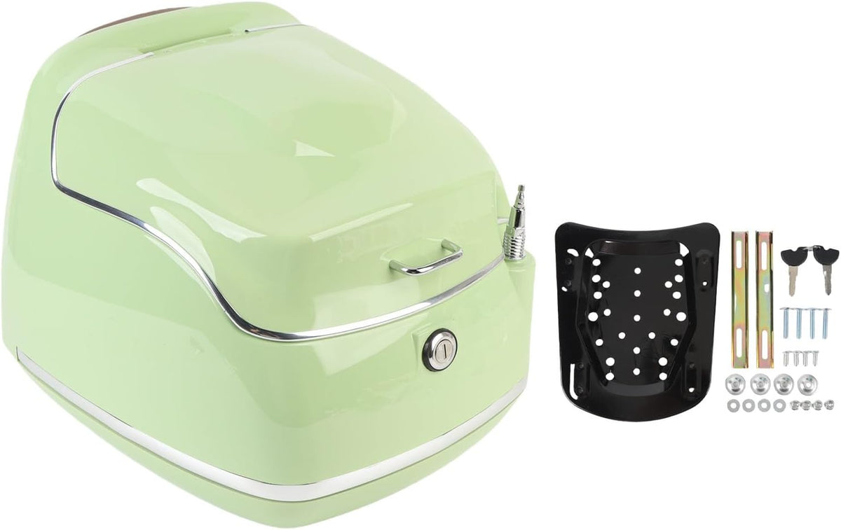 Juqrelith Top Case para Moto 38L, Impermeable, Compatible Universal, Negro - Baúl de Almacenamiento con Cierre de Llave, Protección Estanca para Casco y Guantes (Verde)