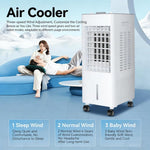 Enfriador evaporativo, climatizador portátil, 4 en 1 con 3 niveles, 6L/12L con mando a distancia, aire acondicionado portátil sin tubo de escape con refrigeración por agua, ventilador, humidificador y modo noche (12L blanco)