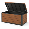 Caja de jardín de polipropileno con aspecto de madera, marrón, 150x70x60 cm