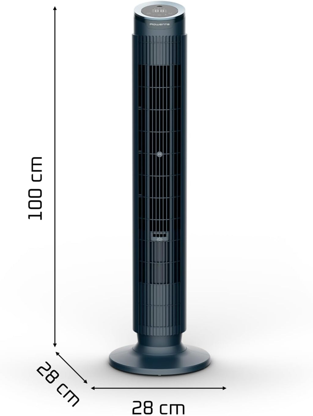 Ventilador de torre Rowenta Eole Silence Force, potente, modo silencioso, 12 velocidades, 5 modos automáticos, temporizador, oscilación de 60-90°, mando a distancia, cubierta antipolvo, azul, VU7050F0