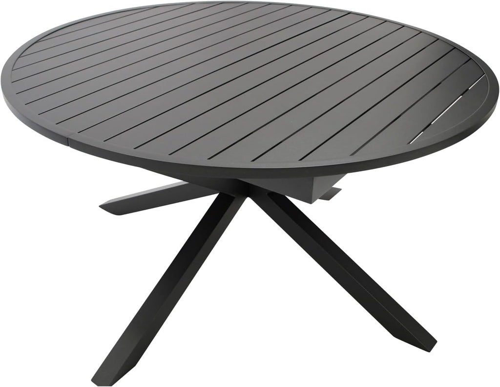 DEGAMO Gartentisch Ausziehtisch Arles 140cm rund, ausziehbar auf oval 200cm, Aluminium anthrazit, Outdoor, wetterfest