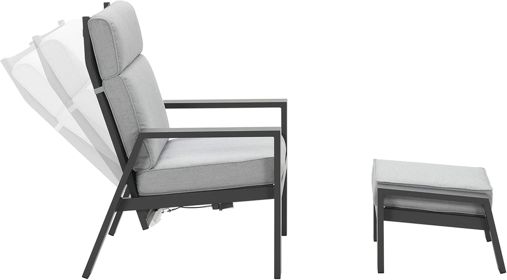 Sillón relax Garden Impressions Luxus con taburete Max, respaldo ajustable