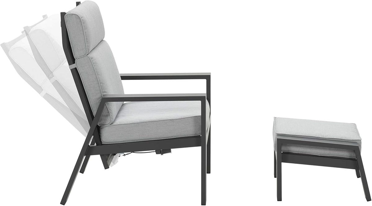 Sillón relax Garden Impressions Luxus con taburete Max, respaldo ajustable