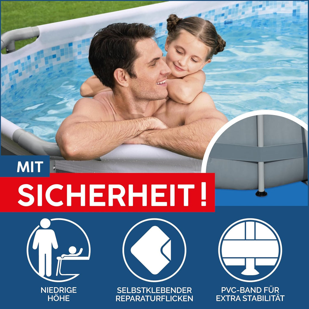 Set de piscina con estructura Bestway Power Steel, ovalada, con bomba de filtrado, 305 x 200 x 84 cm, gris, 5614A