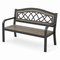 Banco de metal con plástico efecto madera 127cm negro marrón