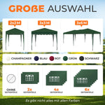 Gazebo plegable impermeable Kronenburg, dimensiones del techo 3 x 3 m, protección UV 50+, cenador en verde con 4 paneles laterales
