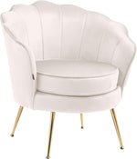 Silla tapizada Rosita I de CLP con revestimiento de terciopelo I Estructura de metal color dorado, color: crema