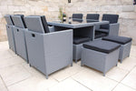 Ragnarök-Möbeldesign Heimdall Premium PolyRattan - Deutscher Hersteller - 8 Jahre GARANTIE - Aluminium Gartenmöbel Essgruppe Tisch Stuhl Hocker Platinum Grau Rostfrei Sitzgruppe