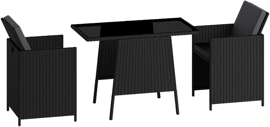 STEELSØN Xenara Essgruppe 3-teilig, 2 Personen, Schwarz/Anthrazit, Rattan