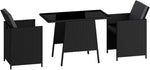 STEELSØN Xenara Essgruppe 3-teilig, 2 Personen, Schwarz/Anthrazit, Rattan