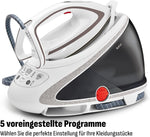 Centro de planchado Tefal Pro Express Ultimate, 7,7 bares, 155 g/min de vapor continuo, 500 g/min de golpe de vapor, 2600 vatios, colector de cal, plancha con centro de vapor, blanco/gris, GV9567