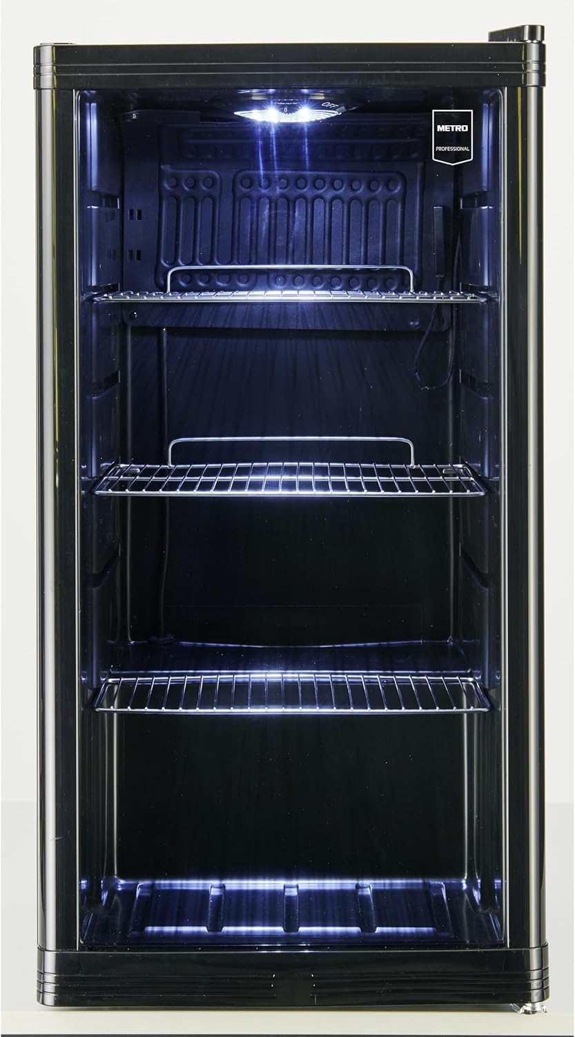 Mininevera profesional METRO GPC1088, 88 L, 1,052 kWh/24h, 3 estantes de rejilla de acero inoxidable, negro