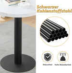 Mesa de comedor Mingone pequeña y redonda de 60 cm, mesa de cocina con tablero de mármol y pata metálica para salón, balcón y comedor, blanca