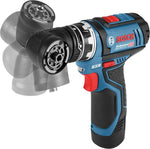 Taladro atornillador a batería Bosch Professional 12V System GSR 12V-15 FC - Sistema FlexiClick (incluye 2 baterías GBA 12V 2.0Ah, cargador, 4 adaptadores, juego de 40 accesorios) - Alimentado por batería