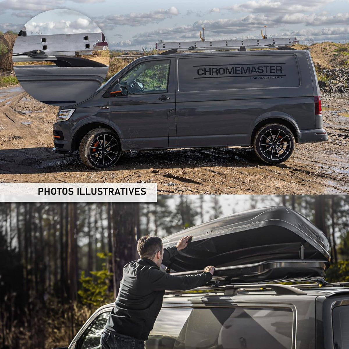 CHROMEMASTER | Compatibles con Citroën Berlingo Corta 2008-2018 | Barras de Techo | Diseñadas para el montaje de barras de techo, cofres de techo o portabicicletas | Estructura de aluminio