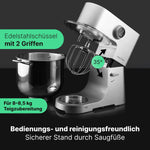 ProfiCook Robot de cocina con bol XXL de 12 L | Amasadora con 2500 W | Engranajes de metal y pantalla LED | Procesador de alimentos para hasta 8,5 kg de masa | 13 velocidades | PC KM 1254 titanio