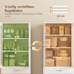HOMCOM Alacena de cocina mueble buffet con estante ajustable, cajón, 2 armarios, armario alto con puerta de cristal y función de cierre suave para cocina, comedor, salón, 60 x 35 x 180 cm, blanco