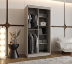 Kryspol - Armario de puertas correderas - Armario con espejo - Armario de 100 cm de ancho x 200 cm (alto) x 62 cm (fondo), 2 puertas, tablero de muebles laminado, armario de puertas correderas Rubino Y2 100, color cachemira