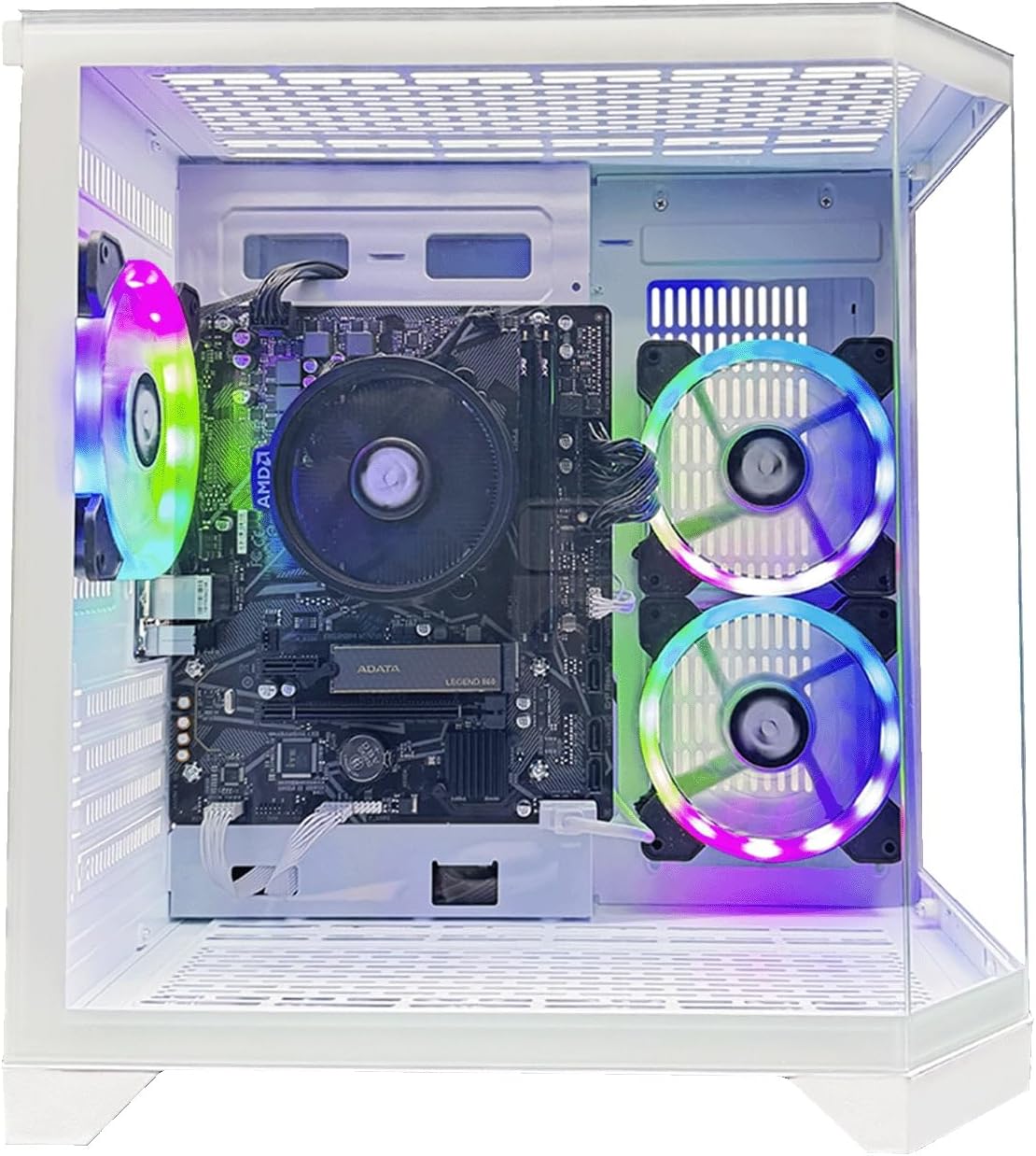 NitroPC - Pack Bronze Plus | PC Gaming Completo (AMD Ryzen 5 5655G 6/12 4,6 GHz, RX Vega 7, RAM 16 GB, M.2 1 TB, Windows 11 Pro, RGB | WiFi, monitor 24", teclado, ratón, auriculares) PC de sobremesa (Blanco)