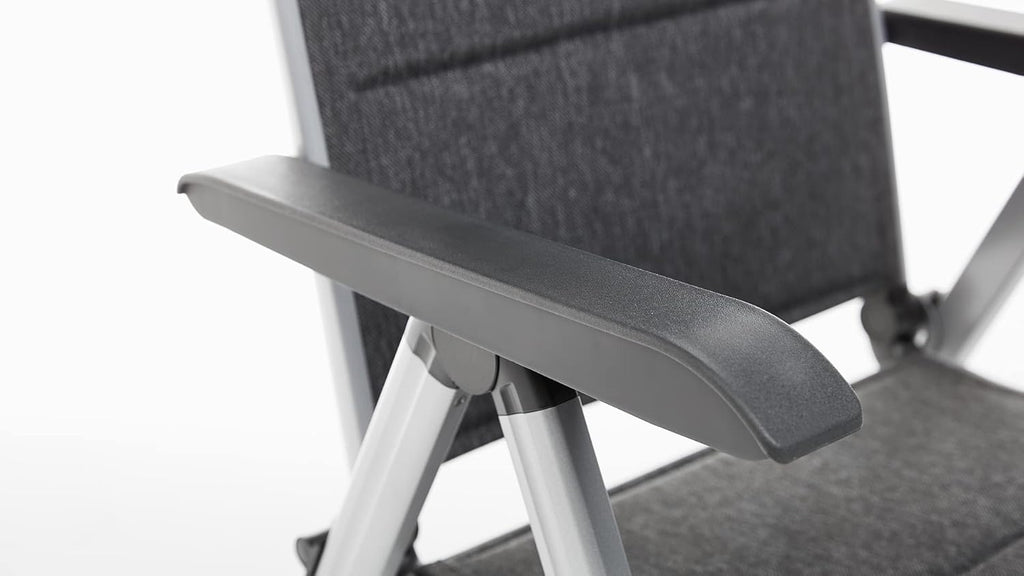 KETTLER BasicPlus Padded Klappstuhl, Silber/anthrazit, Alu/Textilene, 0301201-9000, verstellbare Rückenlehne