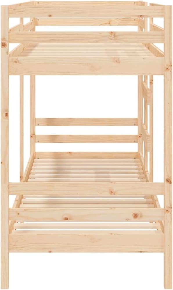 vidaXL Etagenbett Hochbett Schlafzimmerbett Stockbett Holzbett Bettgestell Bettrahmen Massivholzbett Bett 75x190cm Massivholz Kiefer
