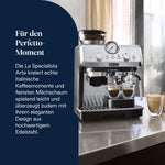 Máquina de café espresso De'Longhi La Specialista Arte EC9155.MB, cafetera con molinillo, 8 niveles de molienda, 15 bares, 3 temperaturas, boquilla para espuma de leche, 1550W, depósito de 1,7L, acero inoxidable/negro incluye kit de barista